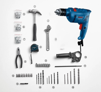 Bosch GSB 600 Khoan động lực (bộ set valy 100 món phụ kiện)